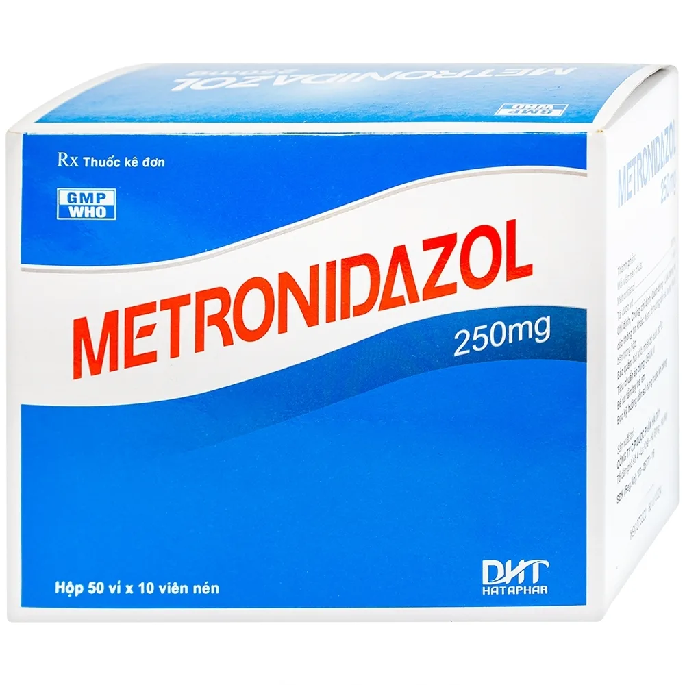 Hình ảnh Viên nén Metronidazol 250mg Hataphar điều trị các chứng nhiễm khuẩn, viêm lợi (50 vỉ x 10 viên)