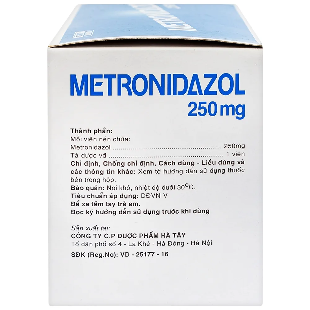 Hình ảnh Viên nén Metronidazol 250mg Hataphar điều trị các chứng nhiễm khuẩn, viêm lợi (50 vỉ x 10 viên)