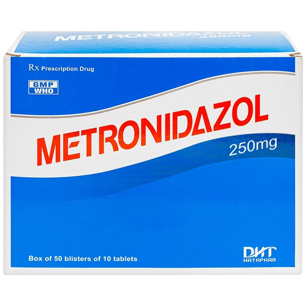 Hình ảnh Viên nén Metronidazol 250mg Hataphar điều trị các chứng nhiễm khuẩn, viêm lợi (50 vỉ x 10 viên)