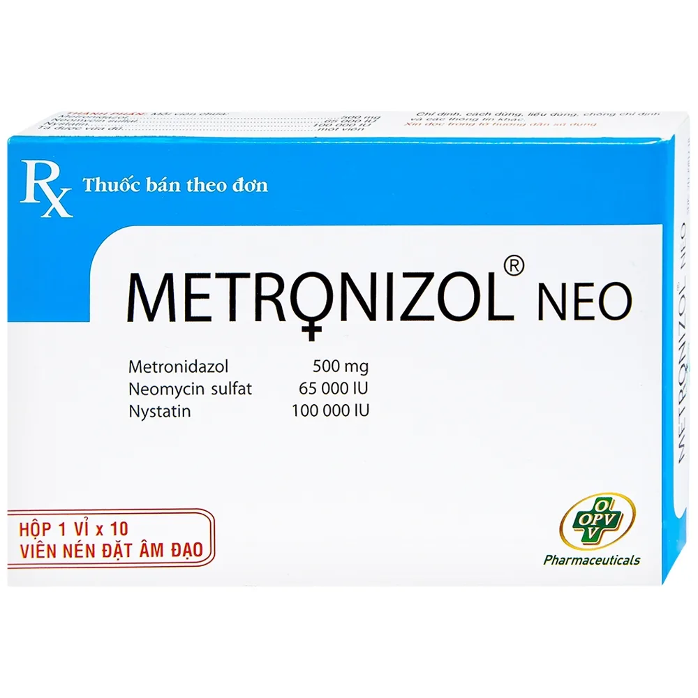Hình ảnh Viên đặt âm đạo Metronizol Neo OPV điều trị viêm nhiễm âm đạo (1 vỉ x 10 viên)