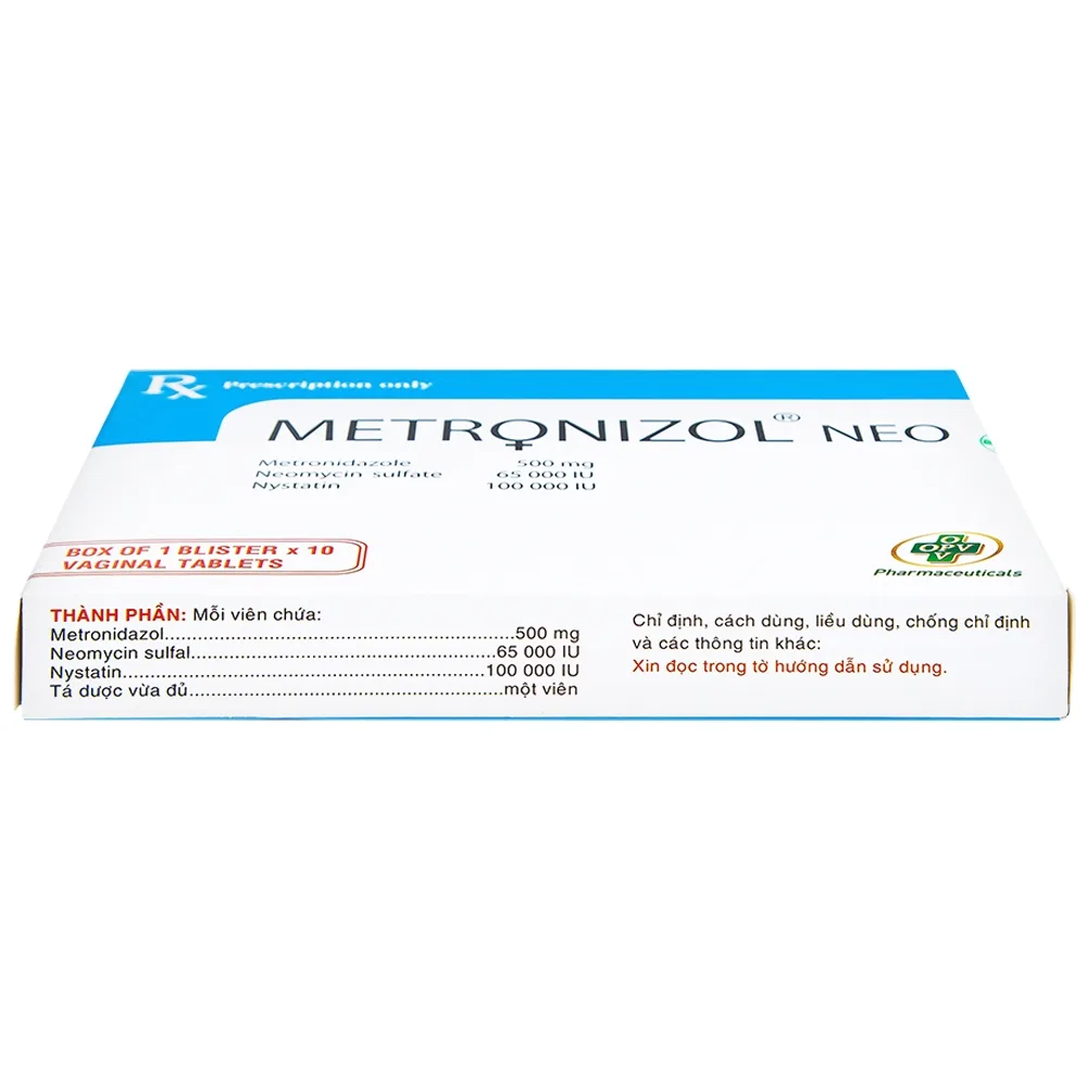 Hình ảnh Viên đặt âm đạo Metronizol Neo OPV điều trị viêm nhiễm âm đạo (1 vỉ x 10 viên)