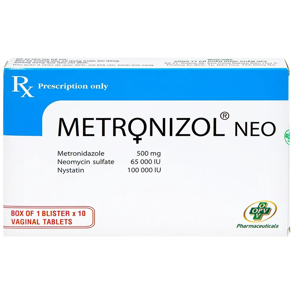 Hình ảnh Viên đặt âm đạo Metronizol Neo OPV điều trị viêm nhiễm âm đạo (1 vỉ x 10 viên)