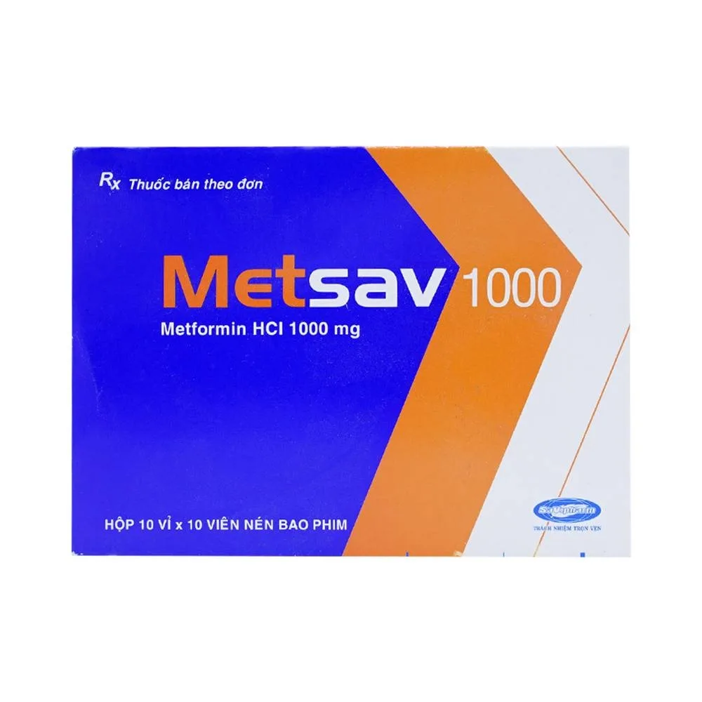 Hình ảnh Viên nén Metsav 1000 Savi điều trị bệnh đái tháo đường típ 2 (10 vỉ x 10 viên)