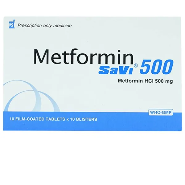 Hình ảnh Thuốc Metsav SaVi 500 điều trị tiểu đường típ 2 (10 vỉ x 10 viên)