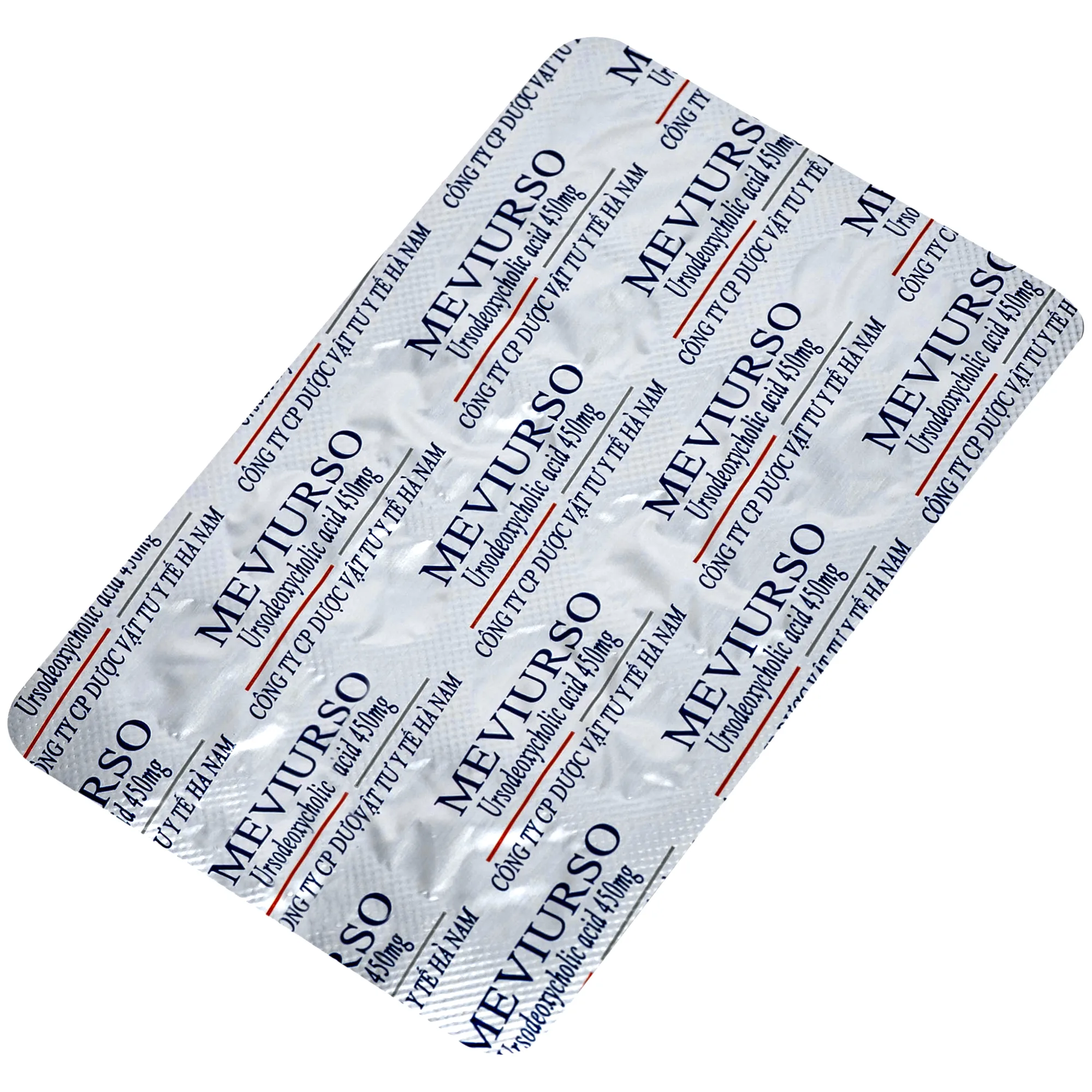 Hình ảnh Thuốc Meviurso 450mg Hà Nam dùng để hòa tan sỏi cholesterol, viêm đường mật nguyên phát (3 vỉ x 10 viên)