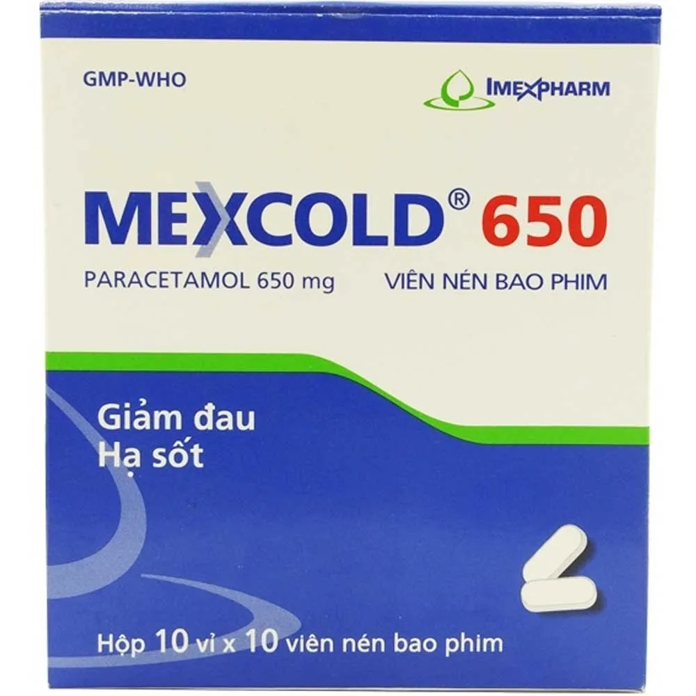 Hình ảnh Viên nén Mexcold 650 Imexpharm giảm đau hạ sốt (10 vỉ x 10 viên)