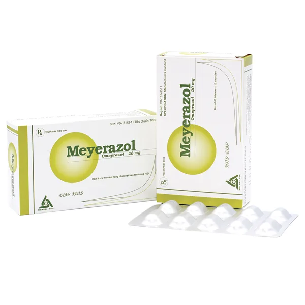 Hình ảnh Viên nang cứng Meyerazol 20mg Meyer - BPC điều trị trào ngược dịch dạ dày - thực quản (3 vỉ x 10 viên)