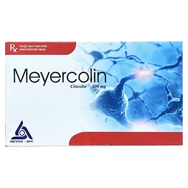 Hình ảnh Thuốc Meyercolin 500mg Meyer - BPC phục hồi vận động sau tai biến, bệnh Parkinson (2 vỉ x 10 viên)
