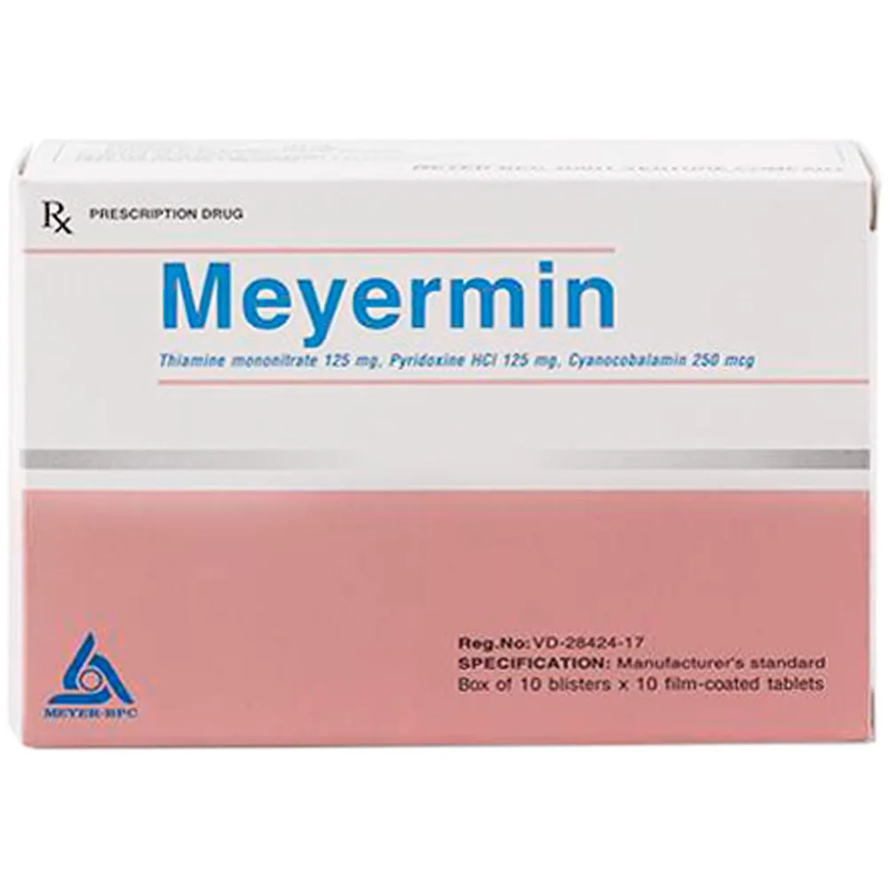 Hình ảnh Thuốc Meyermin Meyer-BPC dự phòng và điều trị thiếu vitamin nhóm B (10 vỉ x 10 viên)