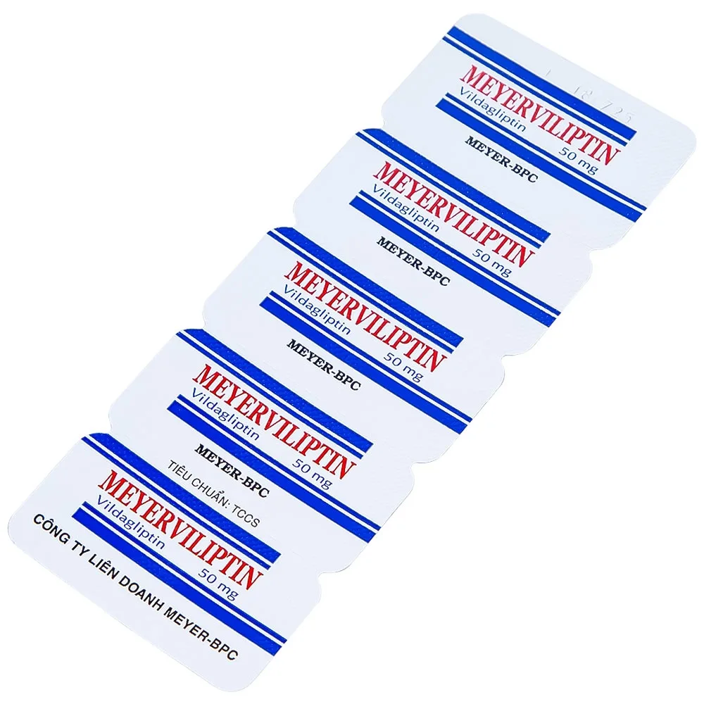 Hình ảnh Viên nén Meyerviliptin 50mg Meyer-BPC hỗ trợ chế độ ăn kiêng, kiếm soát đường huyết (3 vỉ x 10 viên)