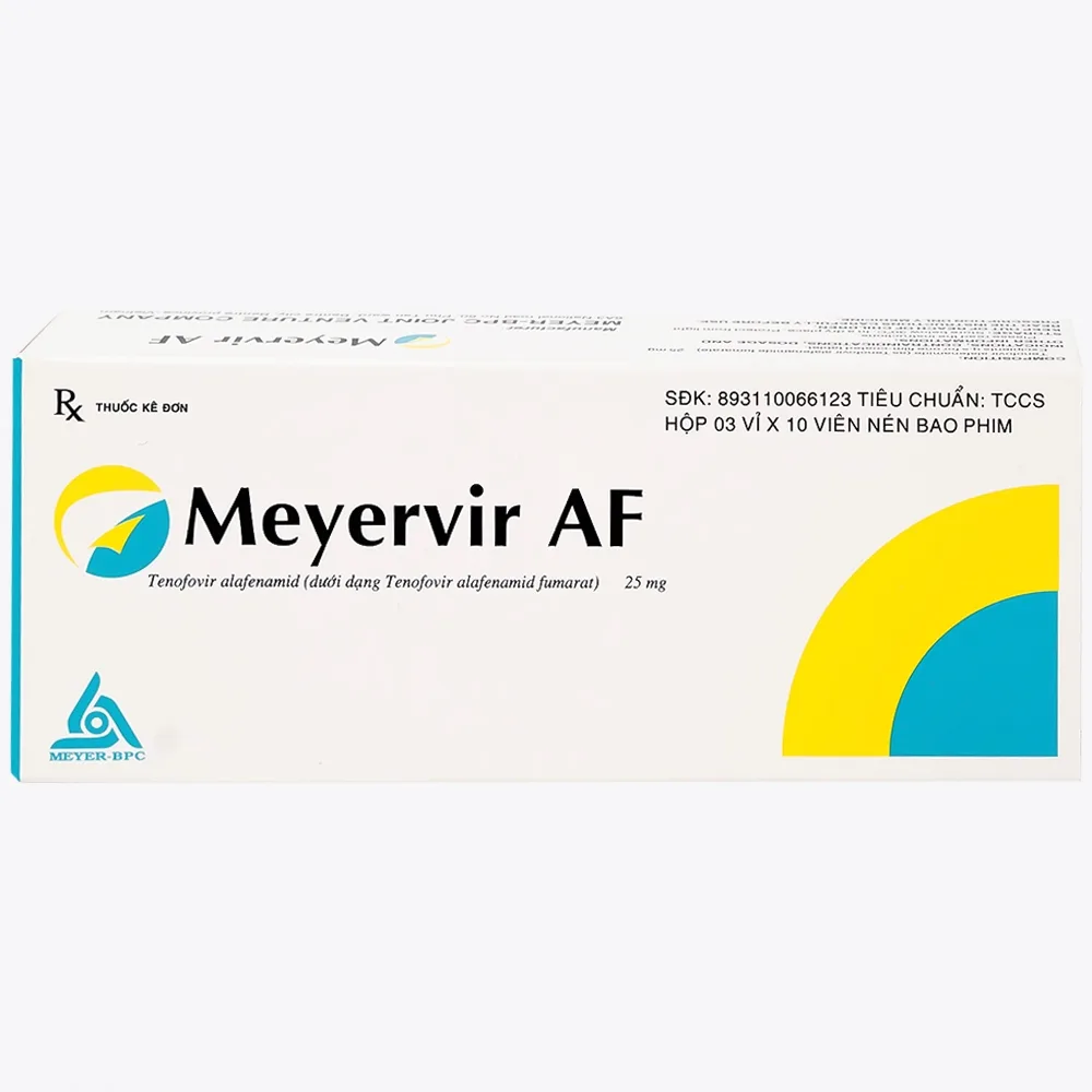 Hình ảnh Thuốc Meyervir AF 25mg Meyer-BPC điều trị viêm gan siêu vi B mạn tính (3 vỉ x 10 viên)