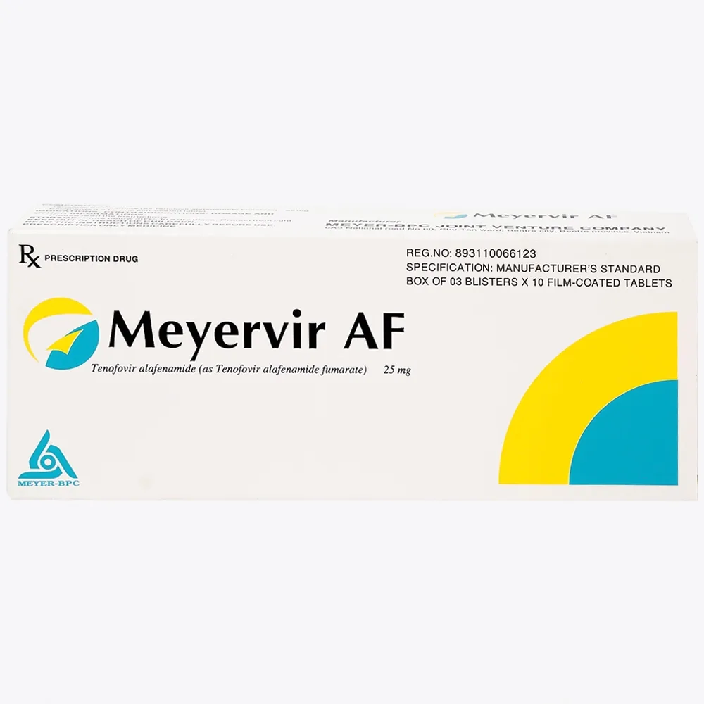 Hình ảnh Thuốc Meyervir AF 25mg Meyer-BPC điều trị viêm gan siêu vi B mạn tính (3 vỉ x 10 viên)