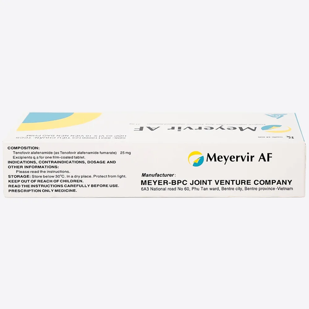Hình ảnh Thuốc Meyervir AF 25mg Meyer-BPC điều trị viêm gan siêu vi B mạn tính (3 vỉ x 10 viên)