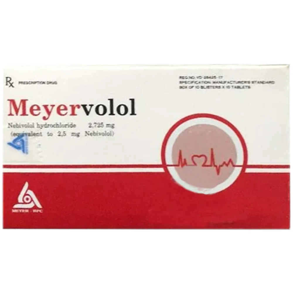 Hình ảnh Thuốc Meyervolol 2.5mg Meyer điều trị tăng huyết áp vô căn và suy tim ổn định (10 vỉ x 10 viên)