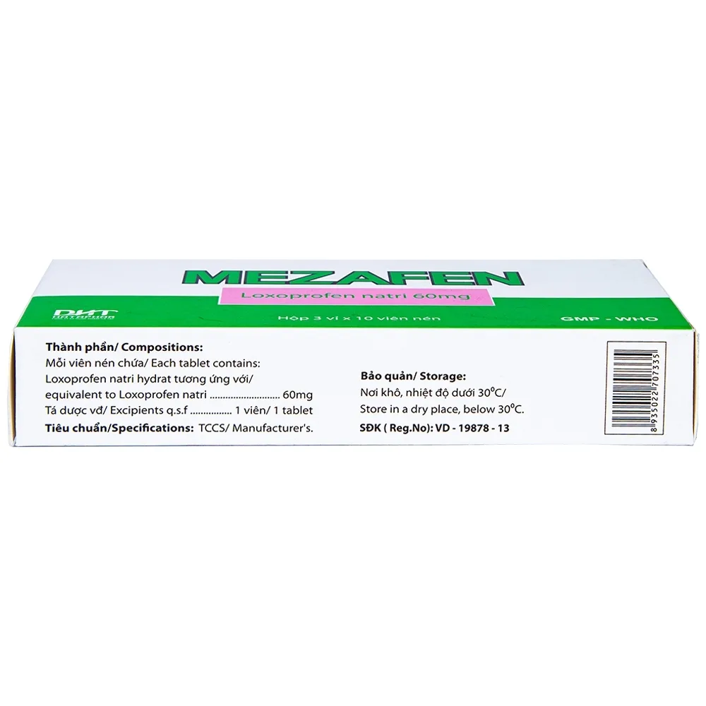 Hình ảnh Viên nén Mezafen 60mg Hataphar kháng viêm, giảm đau viêm khớp, đau thắt lưng (3 vỉ x 10 viên)