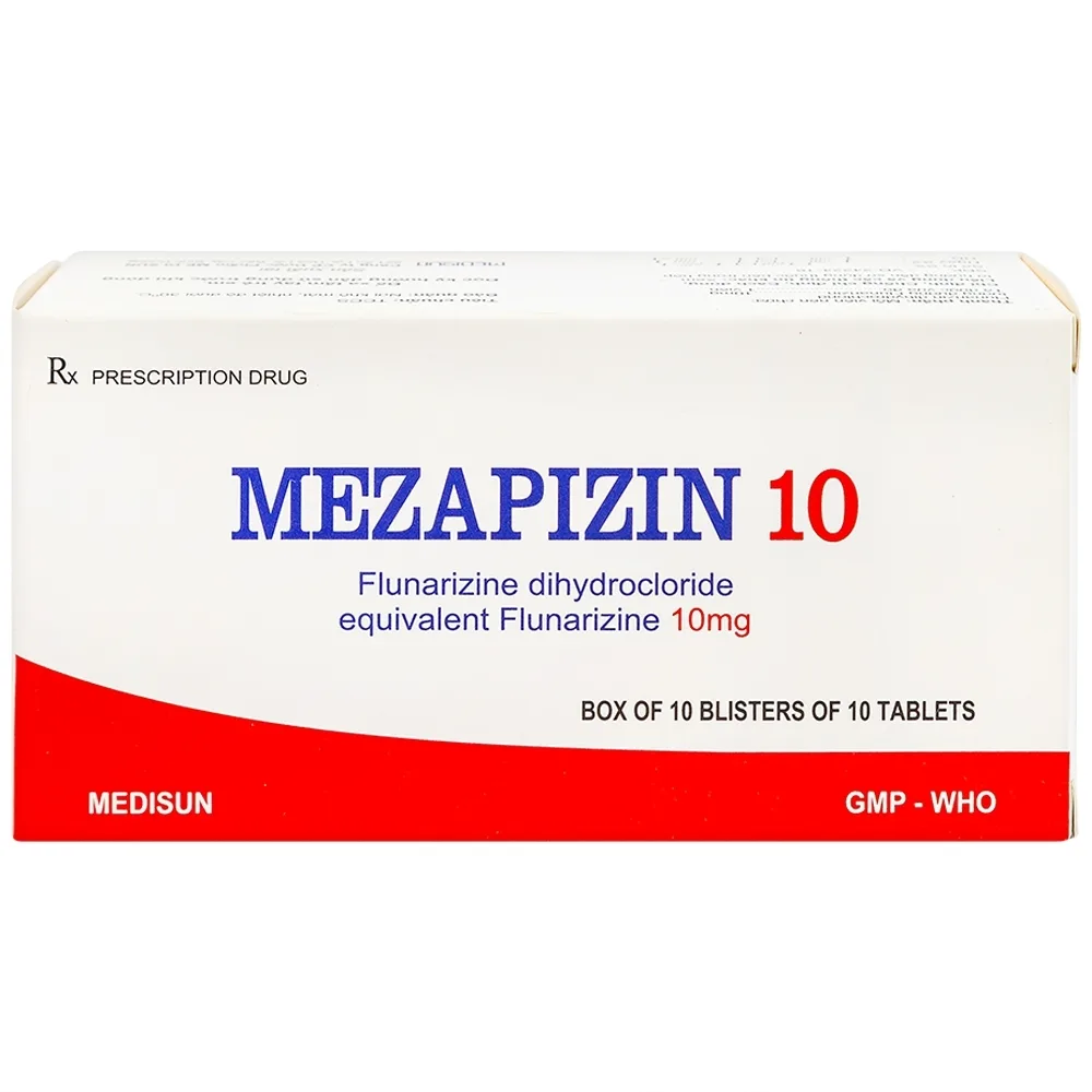 Hình ảnh Viên nén Mezapizin 10 Medisun điều trị đau nửa đầu (10 vỉ x 10 viên)