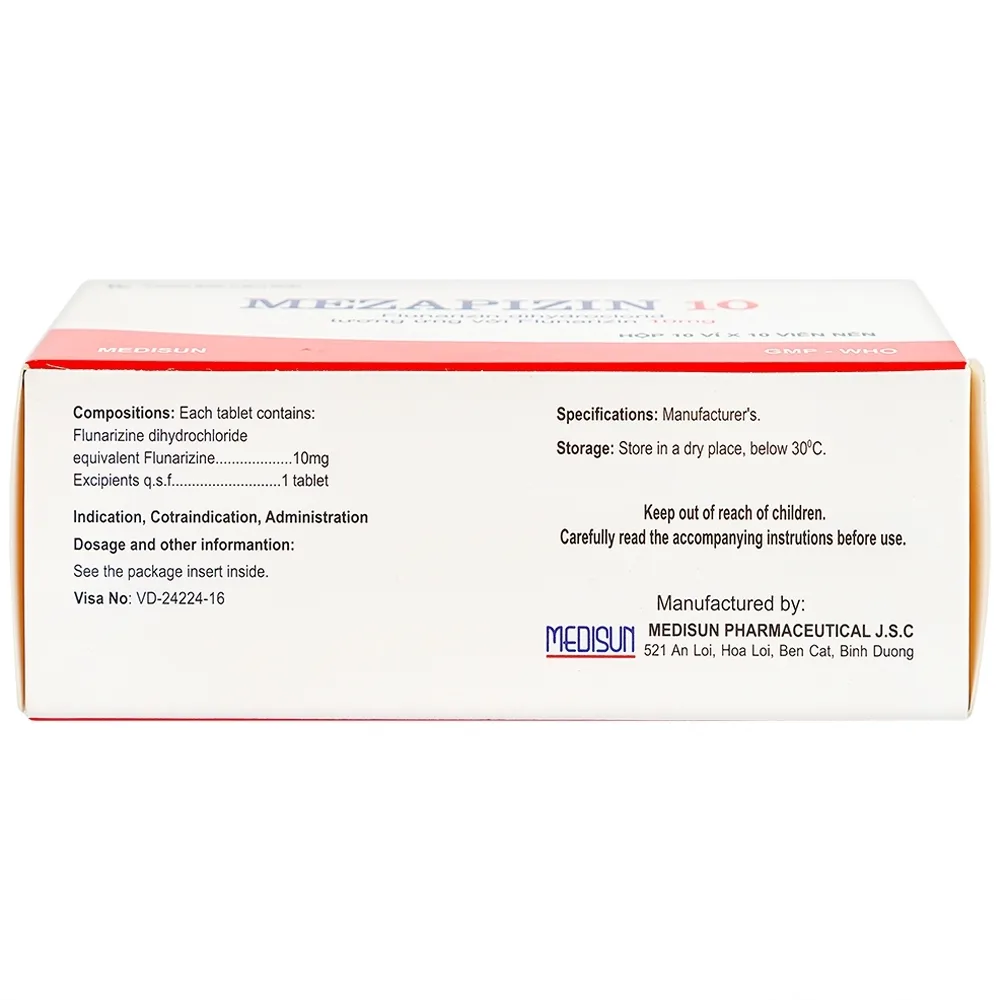 Hình ảnh Viên nén Mezapizin 10 Medisun điều trị đau nửa đầu (10 vỉ x 10 viên)
