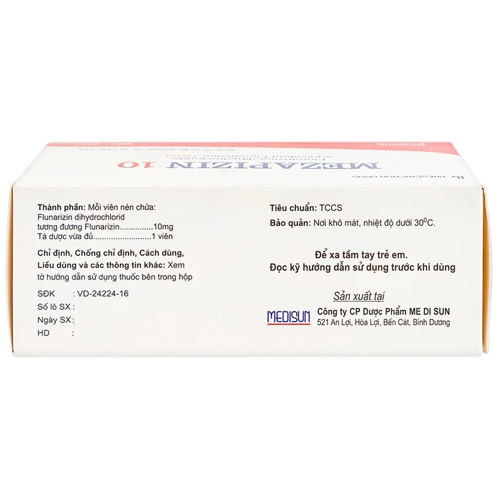 Hình ảnh Viên nén Mezapizin 10 Medisun điều trị đau nửa đầu (10 vỉ x 10 viên)