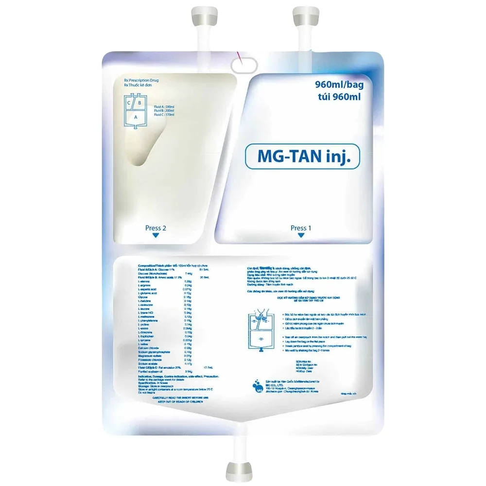 Hình ảnh Dịch truyền MG-Tan 960ml cung cấp nước, chất điện giải, acid amin và calo