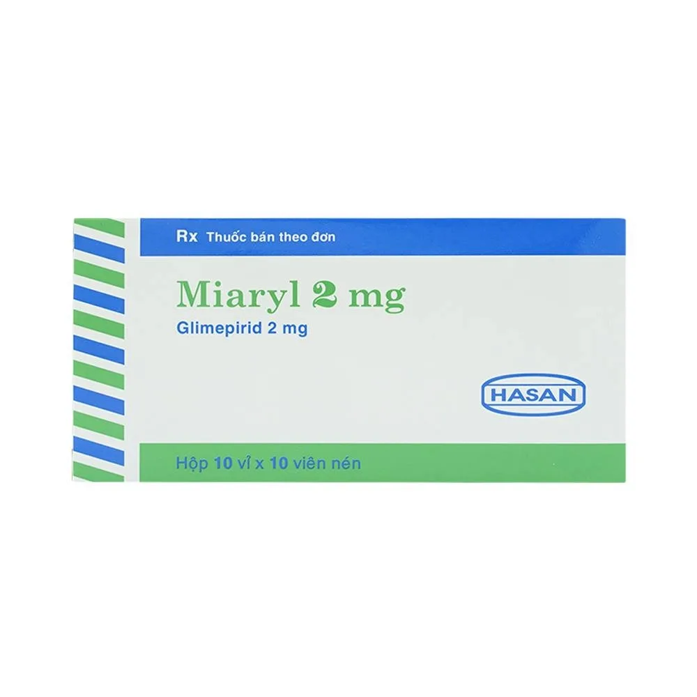 Hình ảnh Viên nén Miaryl 2mg Hasan điều trị đái tháo đường típ 2 (10 vỉ x 10 viên)