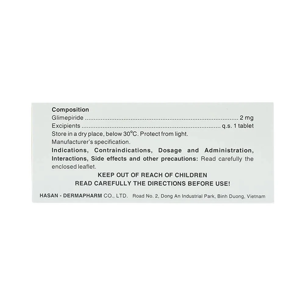 Hình ảnh Viên nén Miaryl 2mg Hasan điều trị đái tháo đường típ 2 (10 vỉ x 10 viên)