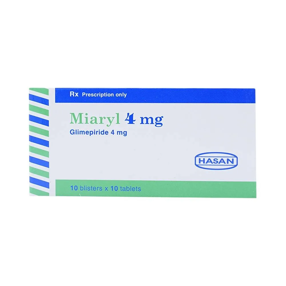 Hình ảnh Viên nén Miaryl 4mg Hasan điều trị đái tháo đường típ 2 (10 vỉ x 10 viên)