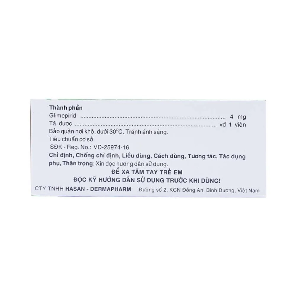 Hình ảnh Viên nén Miaryl 4mg Hasan điều trị đái tháo đường típ 2 (10 vỉ x 10 viên)
