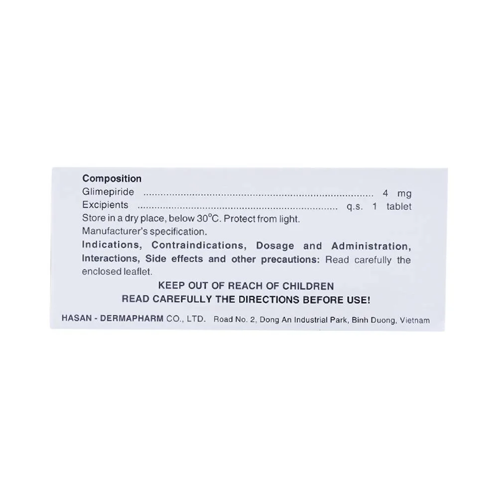 Hình ảnh Viên nén Miaryl 4mg Hasan điều trị đái tháo đường típ 2 (10 vỉ x 10 viên)