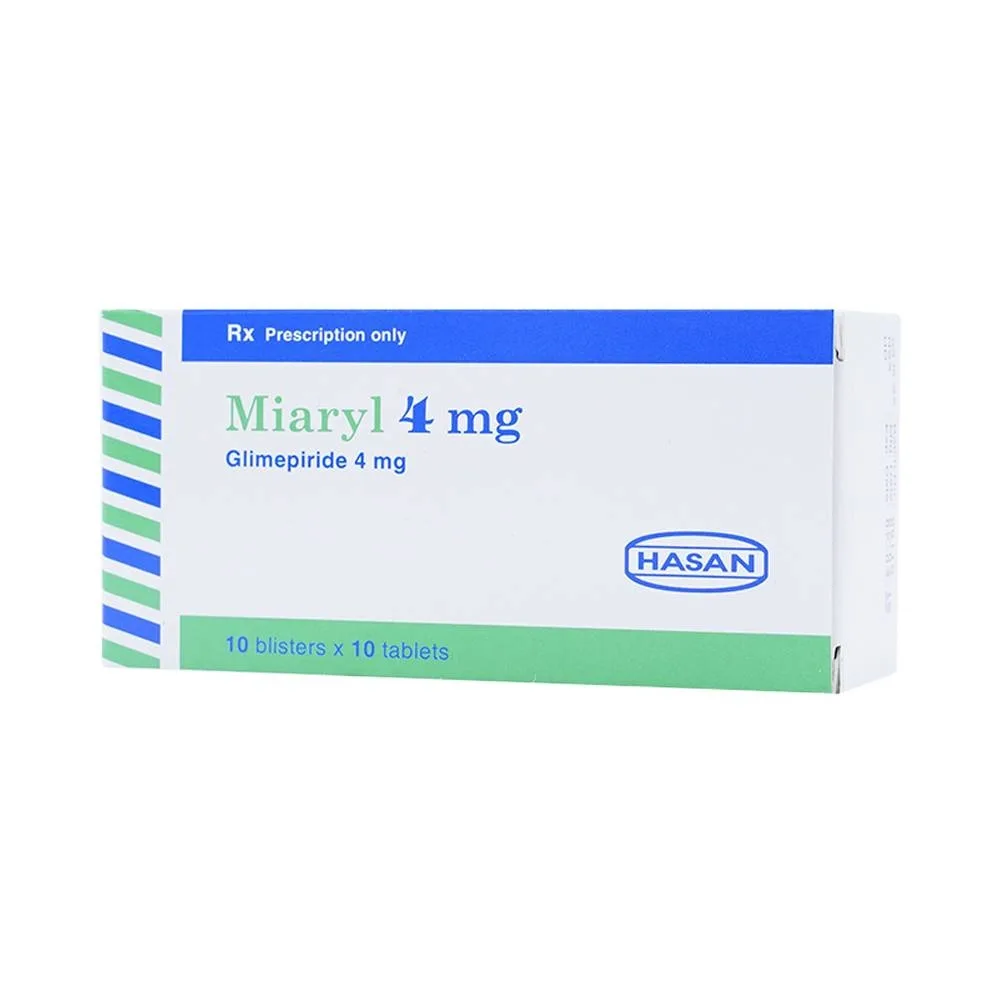 Hình ảnh Viên nén Miaryl 4mg Hasan điều trị đái tháo đường típ 2 (10 vỉ x 10 viên)