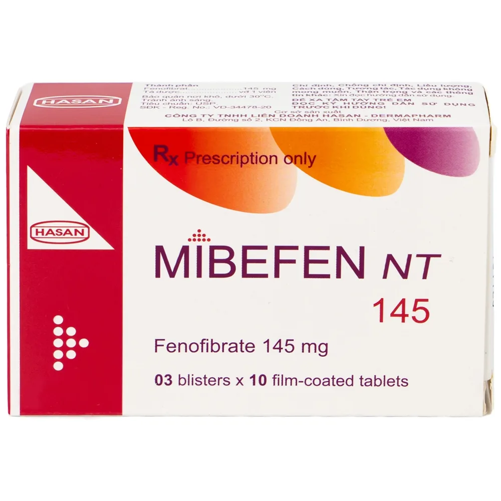 Hình ảnh Thuốc Mibefen NT 145 Hasan điều trị tăng triglycerid huyết nặng (3 vỉ x 10 viên)