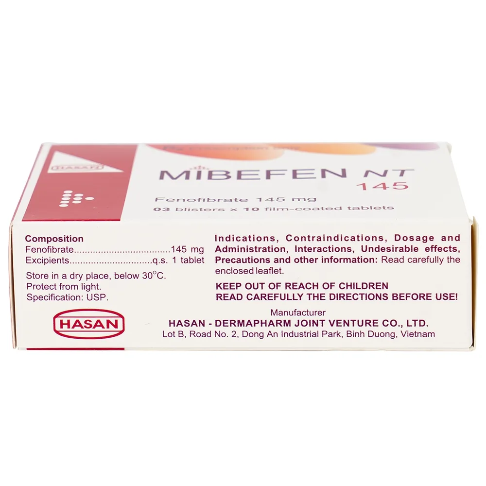 Hình ảnh Thuốc Mibefen NT 145 Hasan điều trị tăng triglycerid huyết nặng (3 vỉ x 10 viên)