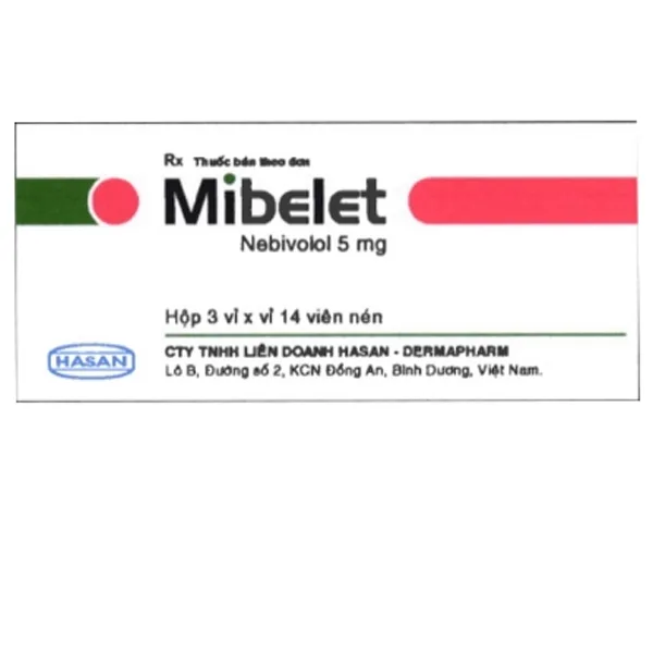 Hình ảnh Viên nén Mibelet 5mg Hasan điều trị tăng huyết áp vô căn, suy tim (3 vỉ x 14 viên)