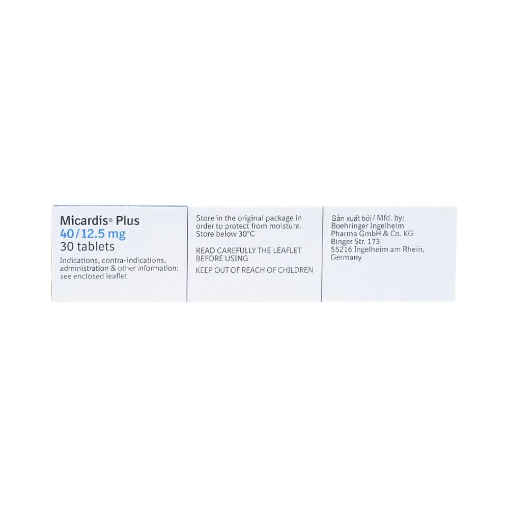 Hình ảnh Viên nén Micardis Plus 40/12,5mg Boehringer điều trị tăng huyết áp vô căn (3 vỉ x 10 viên)