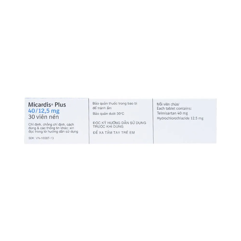 Hình ảnh Viên nén Micardis Plus 40/12,5mg Boehringer điều trị tăng huyết áp vô căn (3 vỉ x 10 viên)