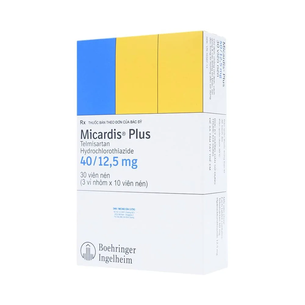 Hình ảnh Viên nén Micardis Plus 40/12,5mg Boehringer điều trị tăng huyết áp vô căn (3 vỉ x 10 viên)