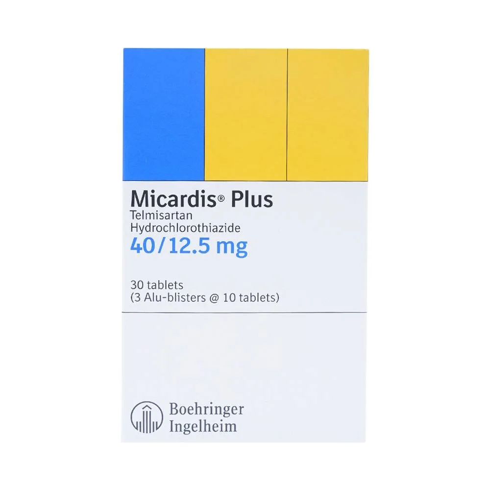 Hình ảnh Viên nén Micardis Plus 40/12,5mg Boehringer điều trị tăng huyết áp vô căn (3 vỉ x 10 viên)