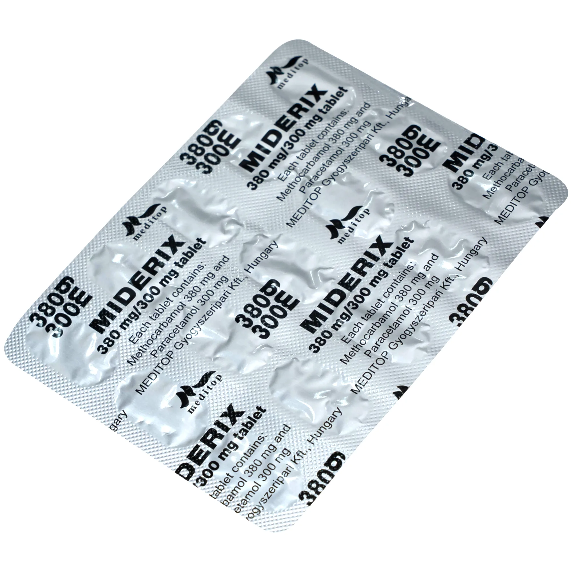 Hình ảnh Thuốc Miderix 380mg/300mg Meditop điều trị triệu chứng đau do co thắt cơ trong các rối loạn cơ xương cấp tính (4 vỉ x 15 viên)