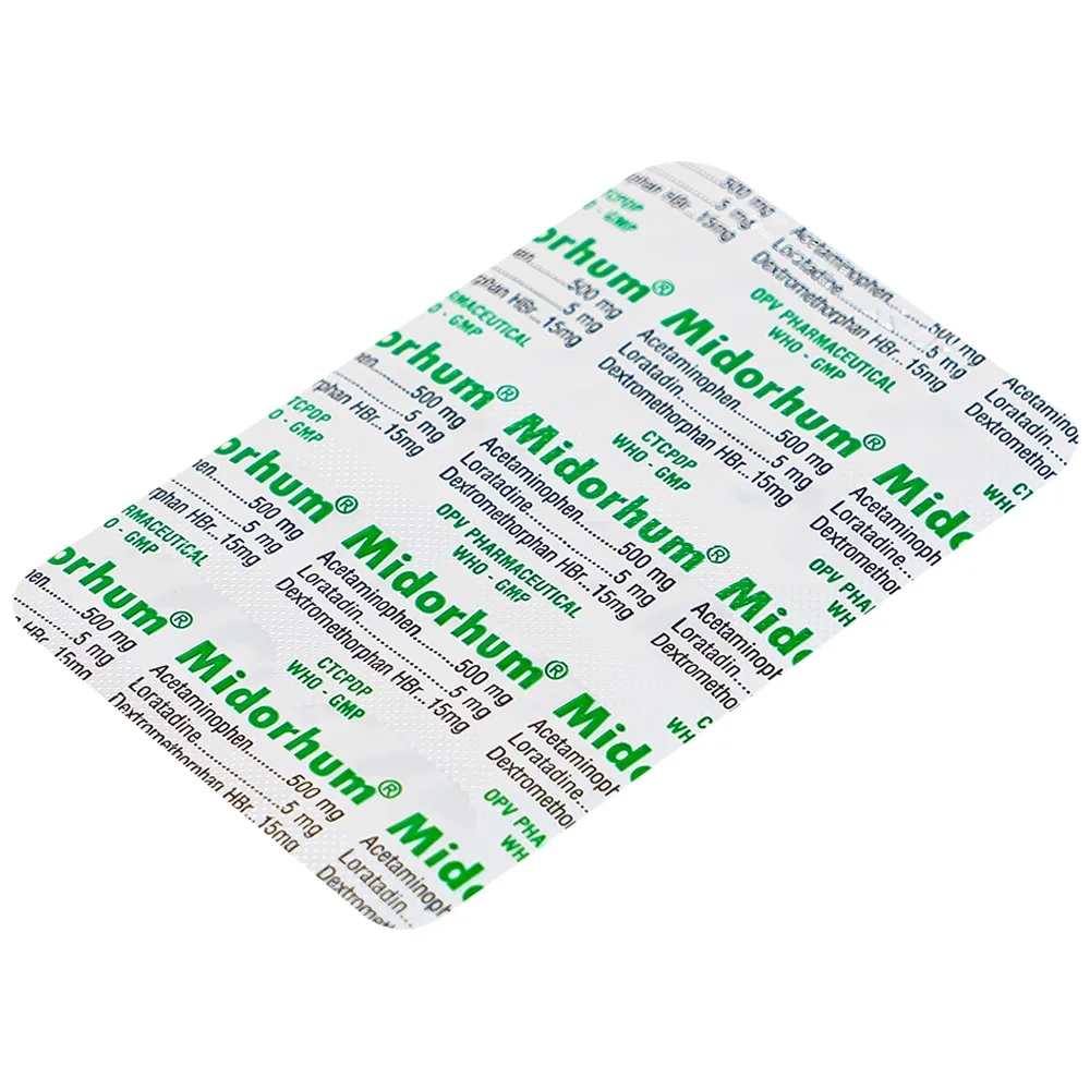 Hình ảnh Viên nén Midorhum OPV hạ sốt, giảm ho, giảm đau, chống dị ứng (10 vỉ x 10 viên)