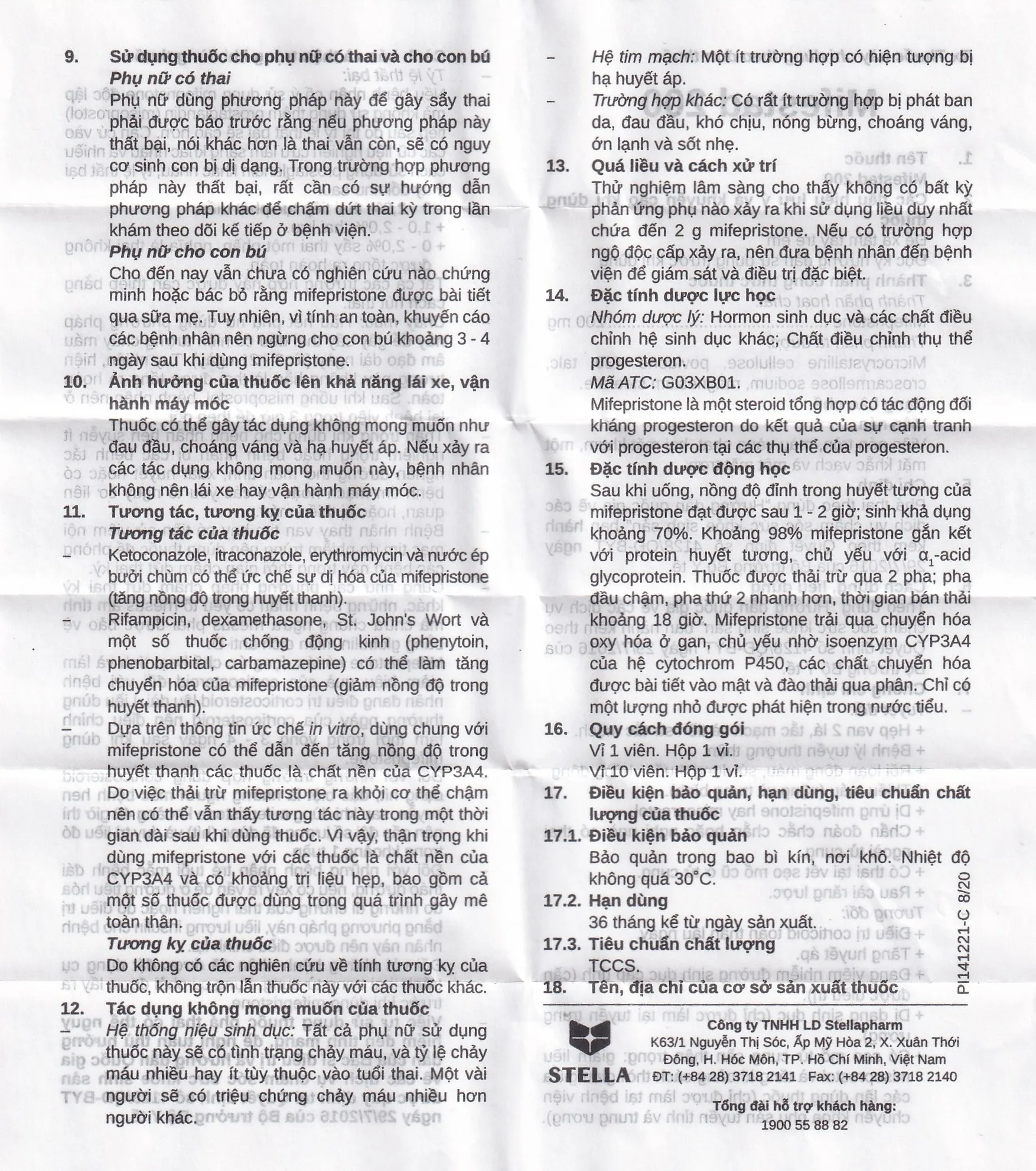 Hình ảnh Thuốc Mifestad 200mg Stella (1 viên)