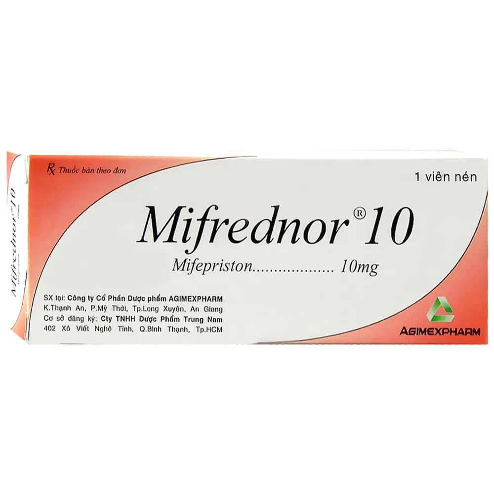 Hình ảnh Thuốc Mifrednor 10mg Agimexpharm ngừa thai khẩn cấp (1 vỉ x 1 viên)