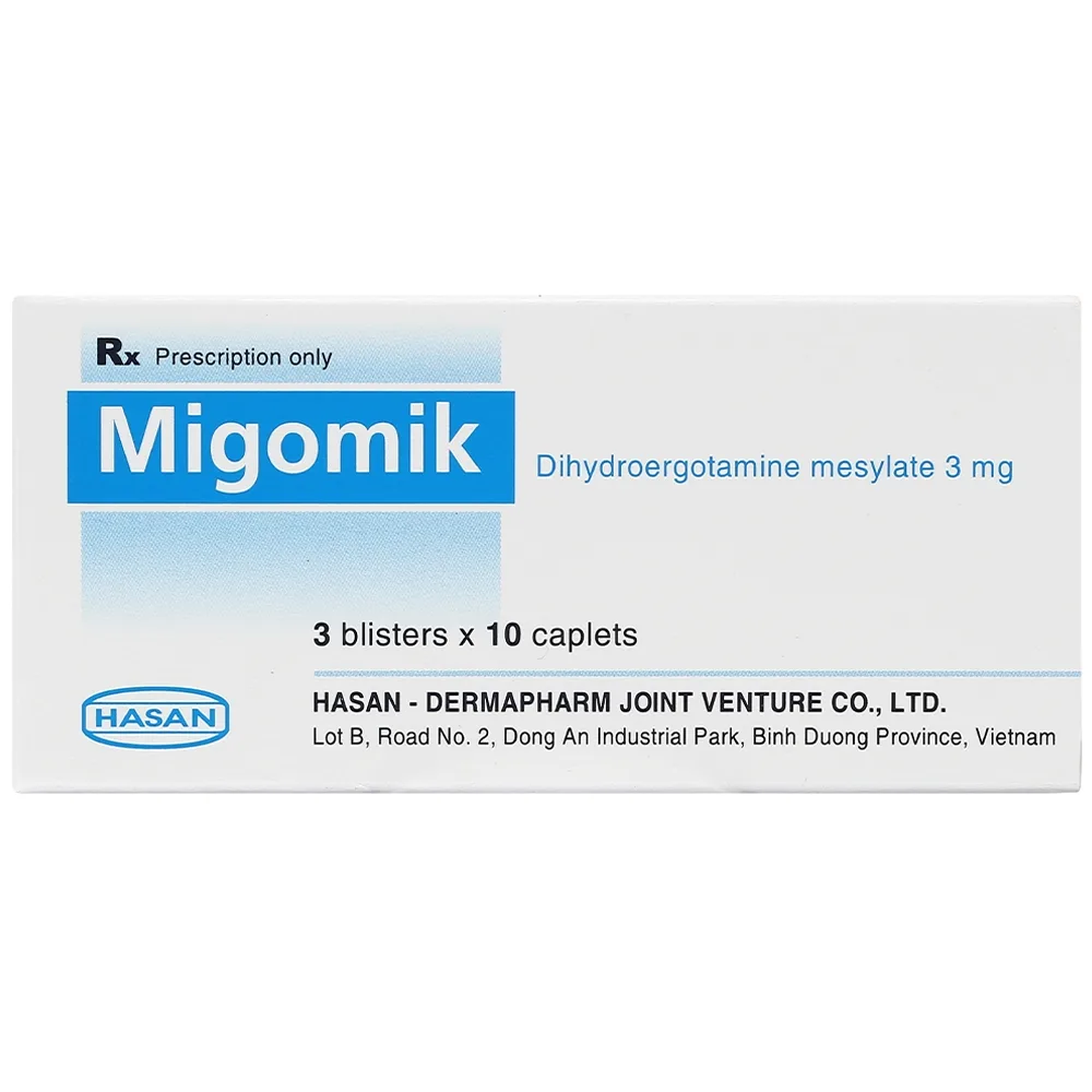 Hình ảnh Thuốc Migomik Hasan điều trị rối loạn tuần hoàn thế đứng, đau nửa đầu (3 vỉ x 10 viên)