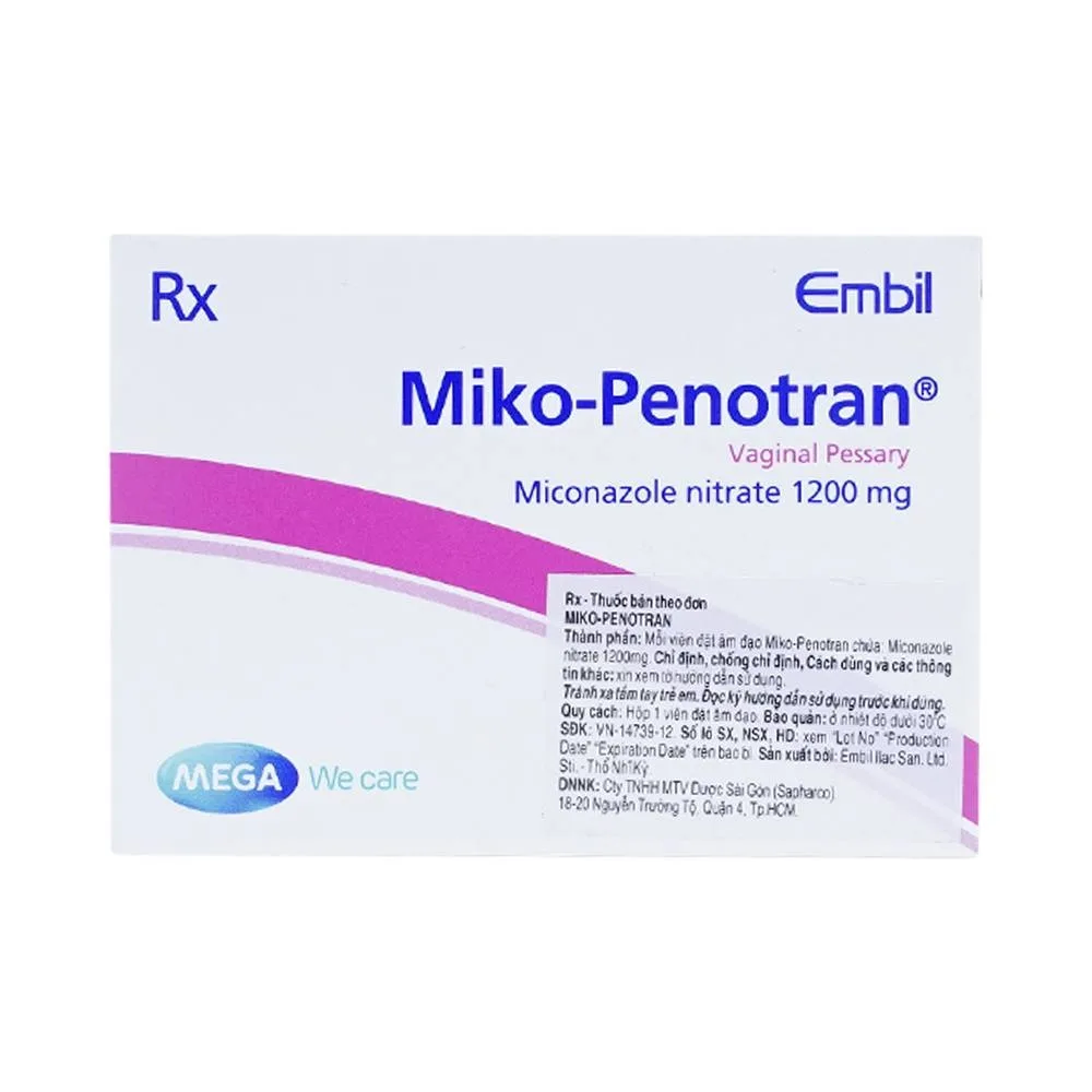 Hình ảnh Viên đặt âm đạo Miko-Penotran MEGA We care điều trị nấm candida âm đạo (1 viên)