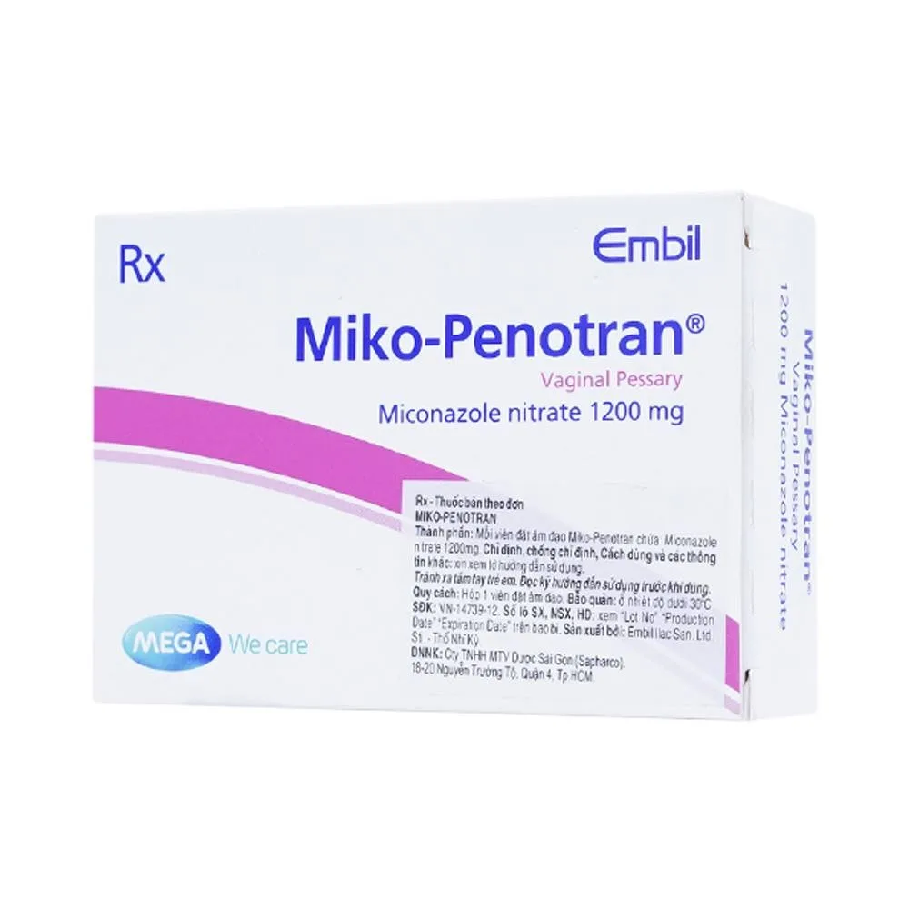 Hình ảnh Viên đặt âm đạo Miko-Penotran MEGA We care điều trị nấm candida âm đạo (1 viên)