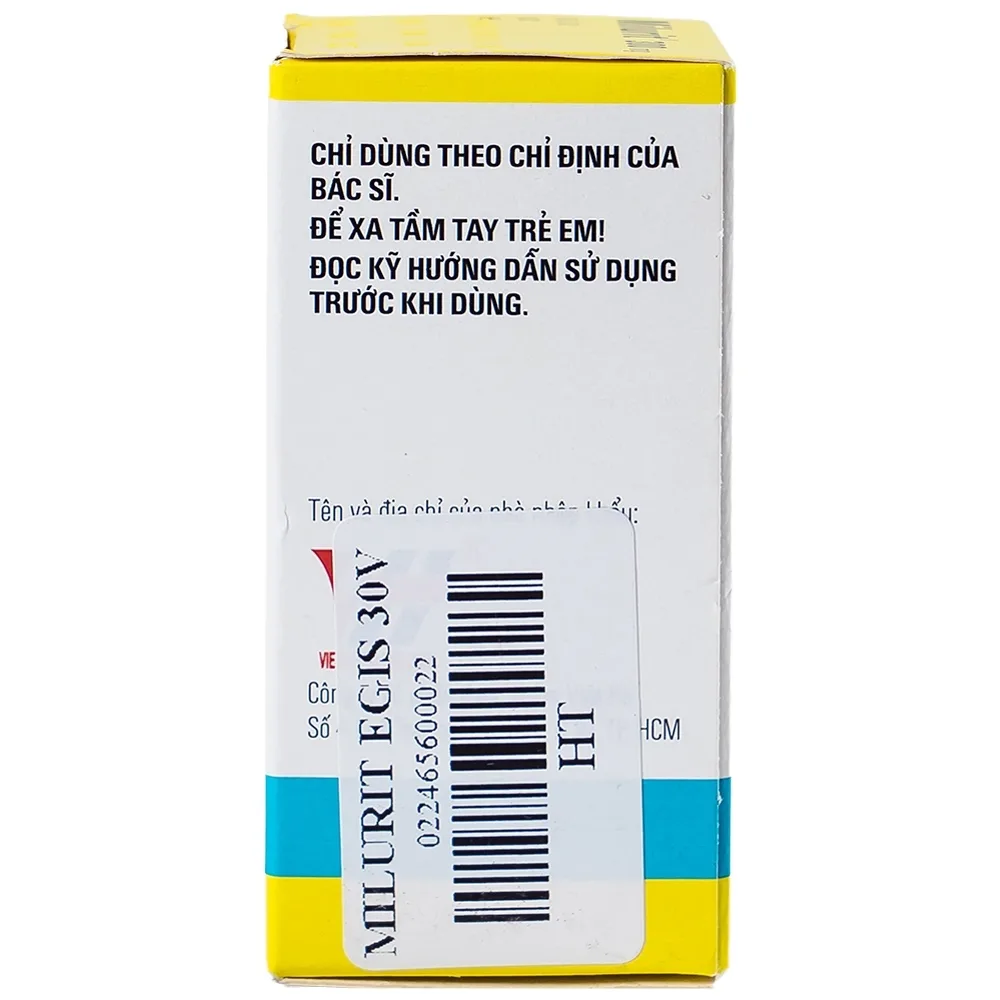 Hình ảnh Viên nén Milurit 300mg Egis Pharma điều trị bệnh gout, phòng ngừa bệnh sỏi axit uric (30 viên)