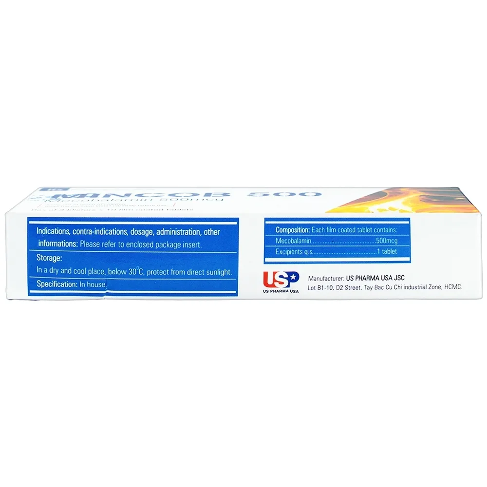 Hình ảnh Viên nén Mincob 500 Usp điều trị và dự phòng thiếu Vitamin B12 (3 vỉ x 10 viên)