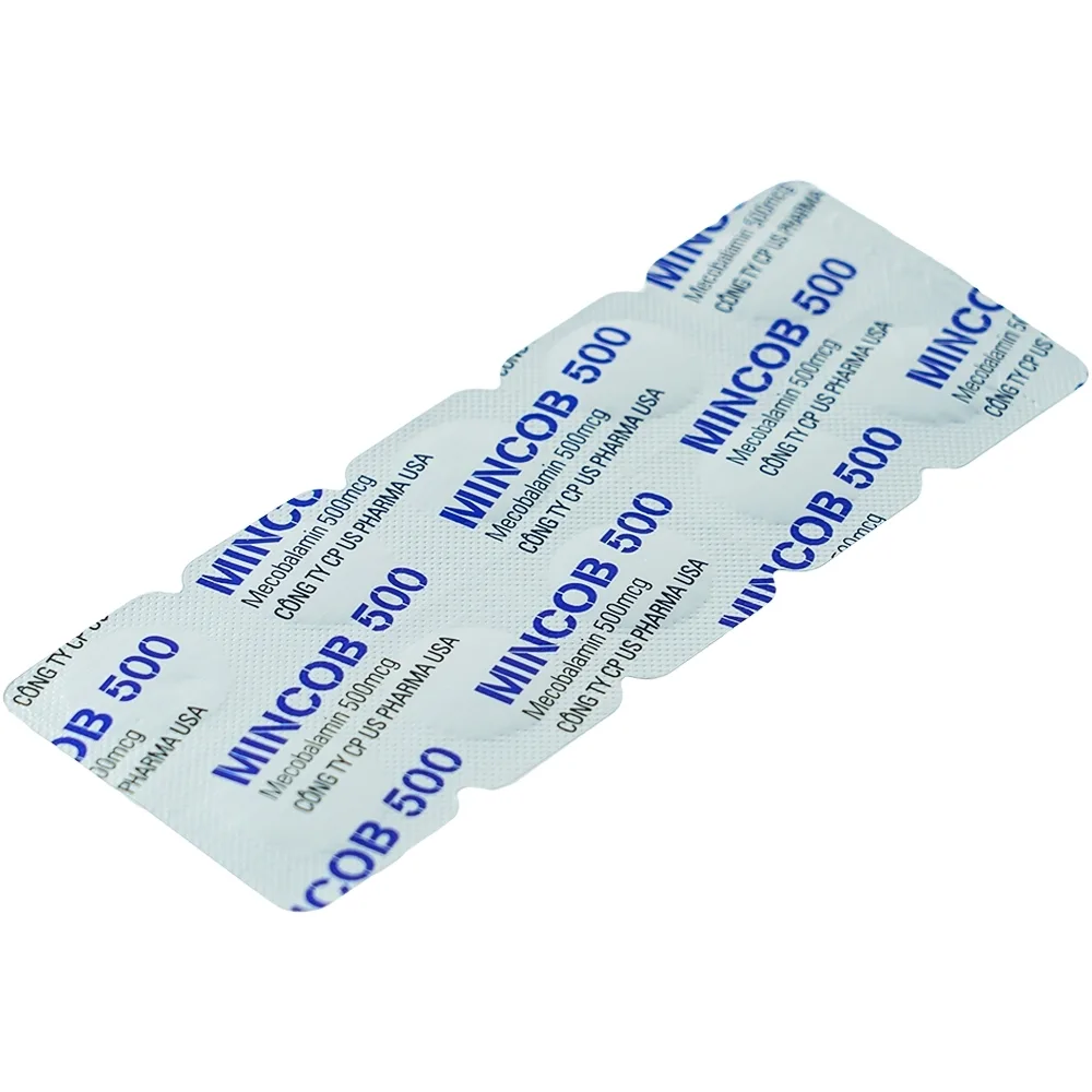 Hình ảnh Viên nén Mincob 500 Usp điều trị và dự phòng thiếu Vitamin B12 (3 vỉ x 10 viên)