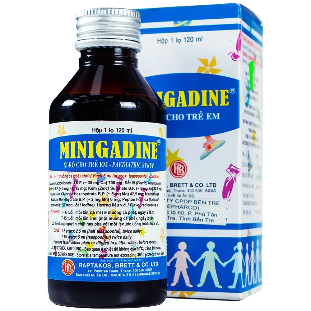 Hình ảnh Siro cho trẻ em Minigadine Raptakos Brett phòng ngừa thiếu vi chất, biếng ăn (120ml)
