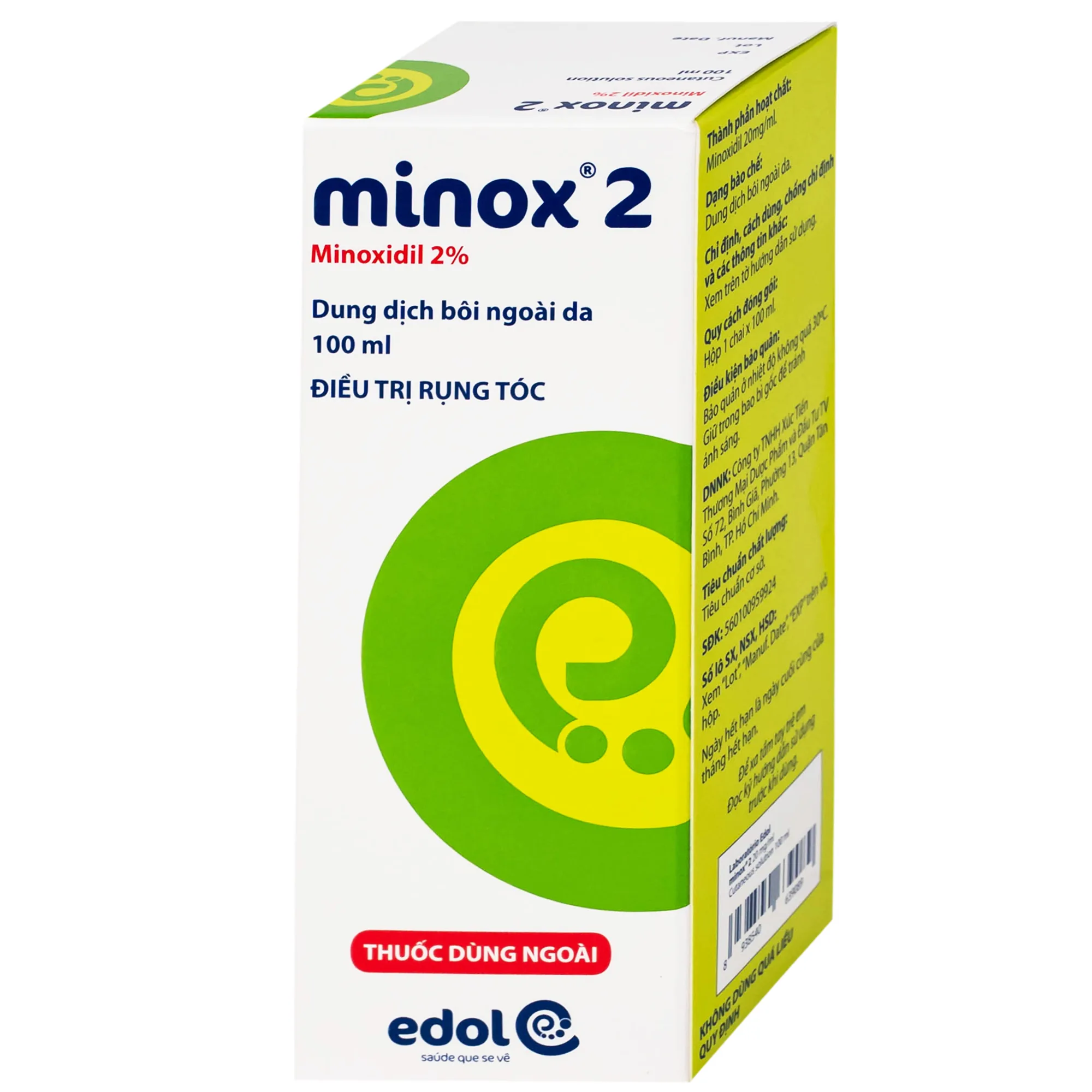 Hình ảnh Thuốc Minox 20mg Edol điều trị rụng tóc kiểu androgenic và rụng tóc từng vùng (100ml)