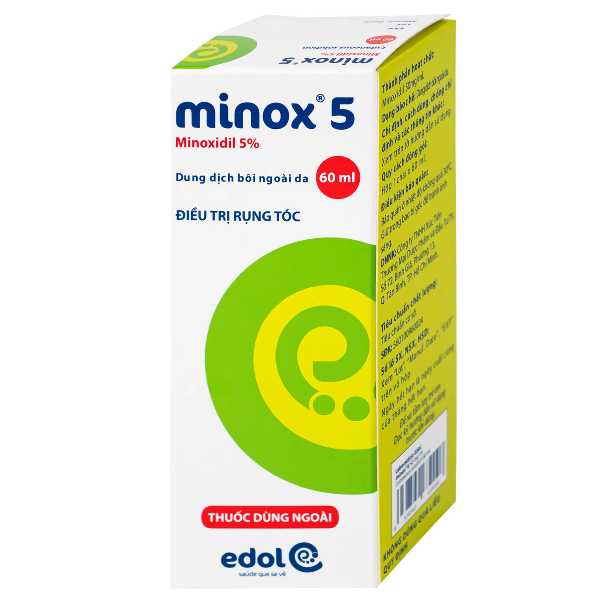 Hình ảnh Thuốc Minox 50mg EDOL điều trị tại chỗ hói đầu và rụng tóc androgenic ở cả nam và nữ 60ml