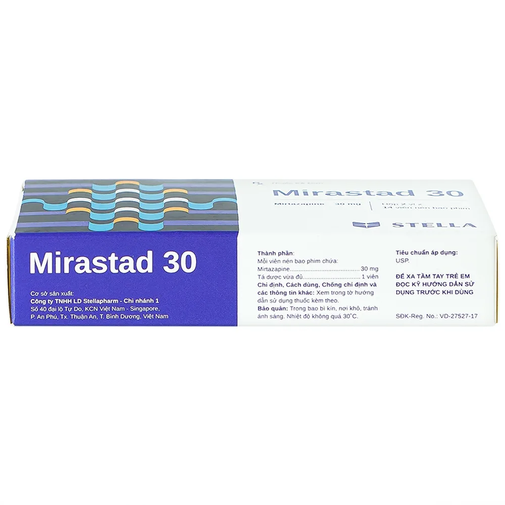 Hình ảnh Viên nén Mirastad 30 Stella điều trị trầm cảm, duy trì cân bằng tinh thần (2 vỉ x 14 viên)